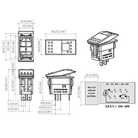 Rocker Switch ON/Off Blue LED Backlit - Head Lights - UTV, Auto, Boat [5359-A6]