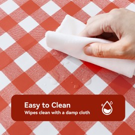 Romanstile Square Vinyl PVC Tablecloth, 100% Waterproof Buffalo Plaid Plastic Table Cloth, Oil Proof Heavy Duty Wipeable Table Covers for Dining/Camping/Picnic/Outdoor - 60 x 60, Red and White