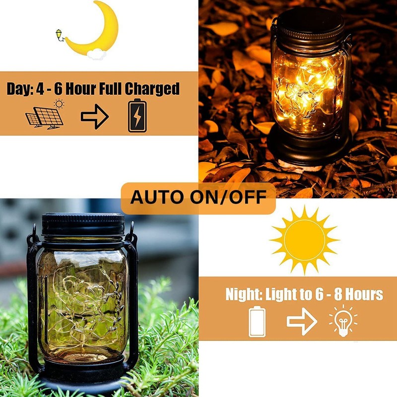 Outdoor Solar Lantern Auto Sensing ABS Glass Soft Warm Light