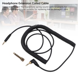 Generic Headphone Spring Sound Cable, Extendable Coiled Cord with Locking Mechanism for EAH DJ1200 Headphone, 3.5mm Plug 6.35mm Converter, OFC Wire Cores Anti Interference 140 330cm