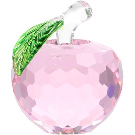 Taotenish Crystal Apple Paperweight Ornament Glass Fruit Collectible Figurine for Home Christmas Decor - Pink