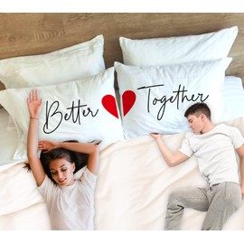 Better Together Pillow Case | Set of 2 - Couple Gifts | Home Decor Gift for Couples | Housewarming Gifts | Unique Gift Ideas
