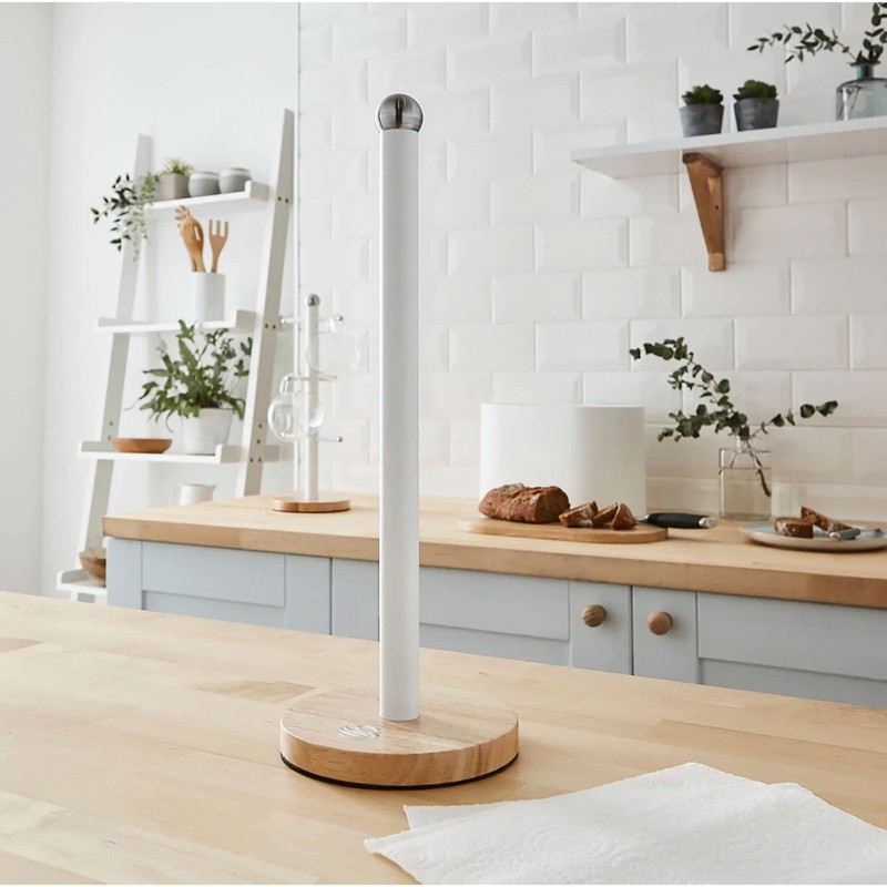 Swan SWKA17511WHTN Nordic Scandi Towel Pole/Kitchen Roll holder with Non-slip