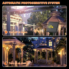 Kawaya-Solar-String-Lights-Outdoor, 50 FT Patio Lights with USB Charging, IP65 Waterproof Outside Hanging Lights, 25+2 Shatterproof LED Edison Bulbs Bistro Lights for Yard Porch Balcony Cafe Party