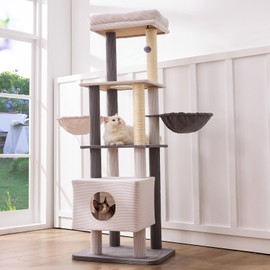 Gardner Pet Cat Tree, 65" Cat Tower with Scratching Post (Corduroy, Basic φ:2.84")