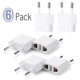 Bates European Travel Plug Adapter - 6 Pack, US to Europe Plug Adapter