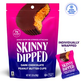 SkinnyDipped Dark Chocolate Peanut Butter Cups, 2g Sugar per Cup, Keto Friendly, Low Carb, Gluten Free, 3.2oz, 4 Pack (24 Cups Total)
