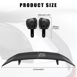 JMTBNO For Hyundai Tiburon 46" GT-Style Racing Rear Trunk Spoiler Wing Lid Glossy Black