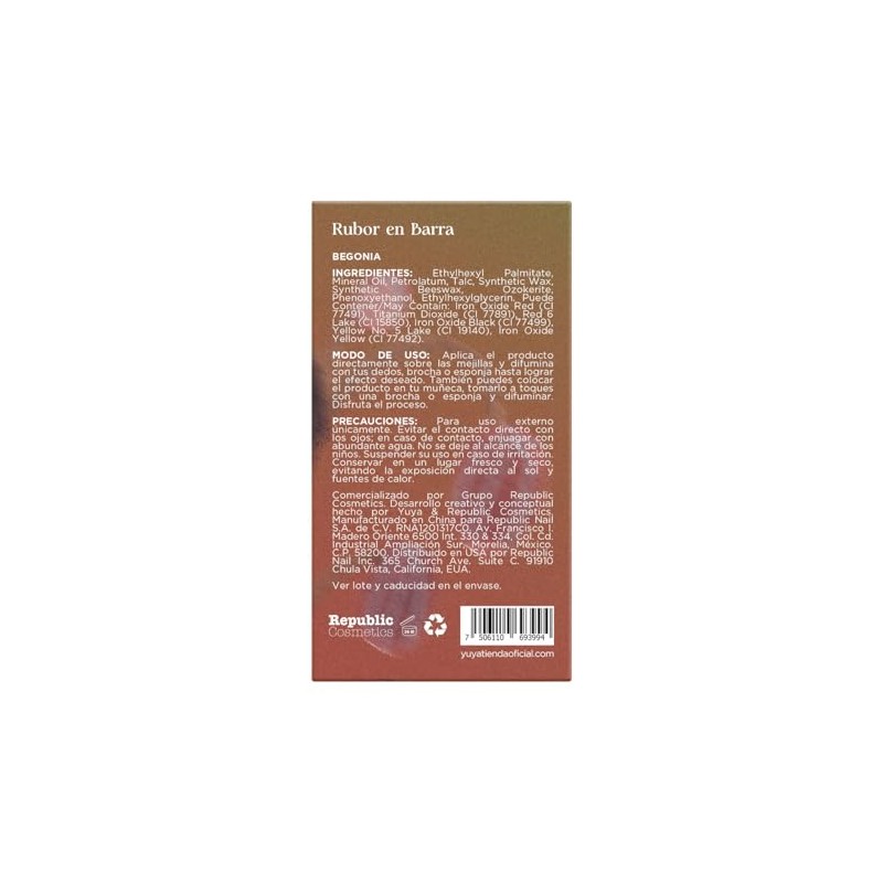 Republic Cosmetics - Blush En Barra Begonia (Naranja Tostado)
