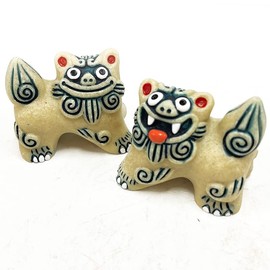 Kubakasaya Shisa Figurine Okinawa Souvenir Entrance Pair N Mini Pair Shisa Blue Good Luck Feng Shui Evil Protection Lucky Lucky Lucky Ryukyu