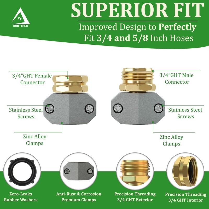 DBR Tech® Garden Hose Repair Kit, Fits 3/4 and 5/8