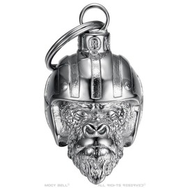 MOCY BELL - Clochette moto Monkey Biker Porte-bonheur MOCY BELL Acier Stainless Steel Chrome