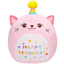 LICSOR Cat Plush Toy 12 Inch Cute Unicorn Cat Birthday Stuffed Animal Soft Cat Plushies Pillow Pink Doll Gifts for Kid Toddlers Home Room Decoration (Cat Plush)