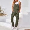 Jumpsuit for Women V Neck Sleeveless Loose Stretchy Adjustable Strap
