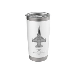 F-16 Jet Fighter Airplane Tech Print Travel Mug Stainless Steel Insulated Tumbler