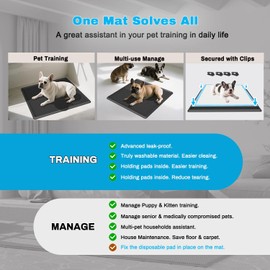 AUFORPET Pee Pad Holder for Dogs, Heavy Silicone Puppy Pad Holder Tray with Clips, Fits Up to 24" x 24" Disposable Pads, High Edge, Leak-Proof Toilet Mat for Potty, Doggy Baby, Cat, Rabbit Pets