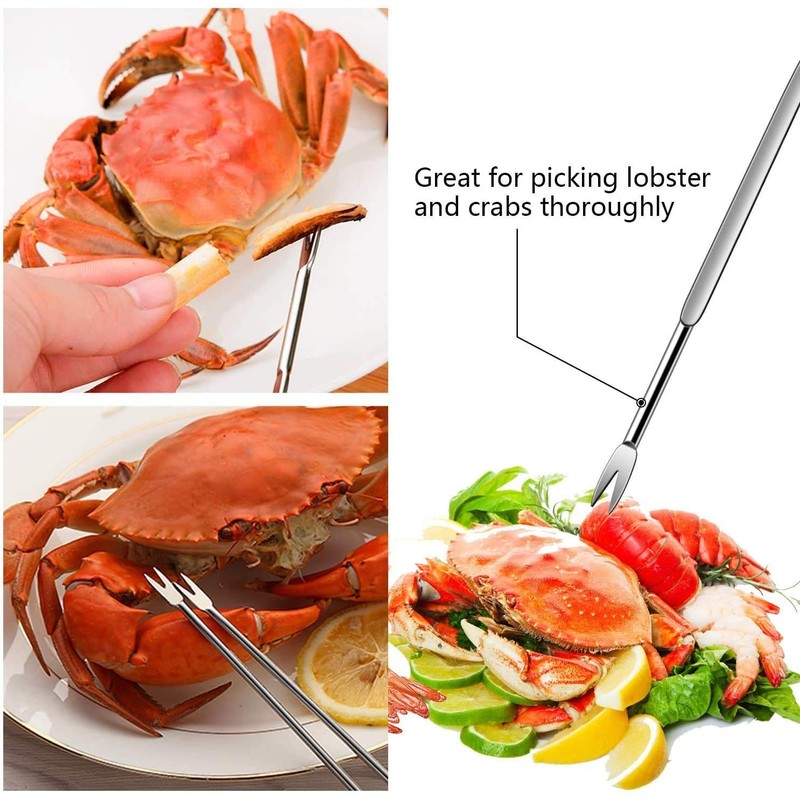 12 Pcs Seafood Forks Picks, Stainless Steel Lobster Fork Multitool