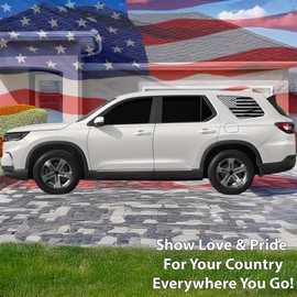 BOGAR TECH DESIGNS Precut Quarter Window American Flag Vinyl Decal Sticker Compatible with Honda Pilot 2023-2025, Distressed Matte Black