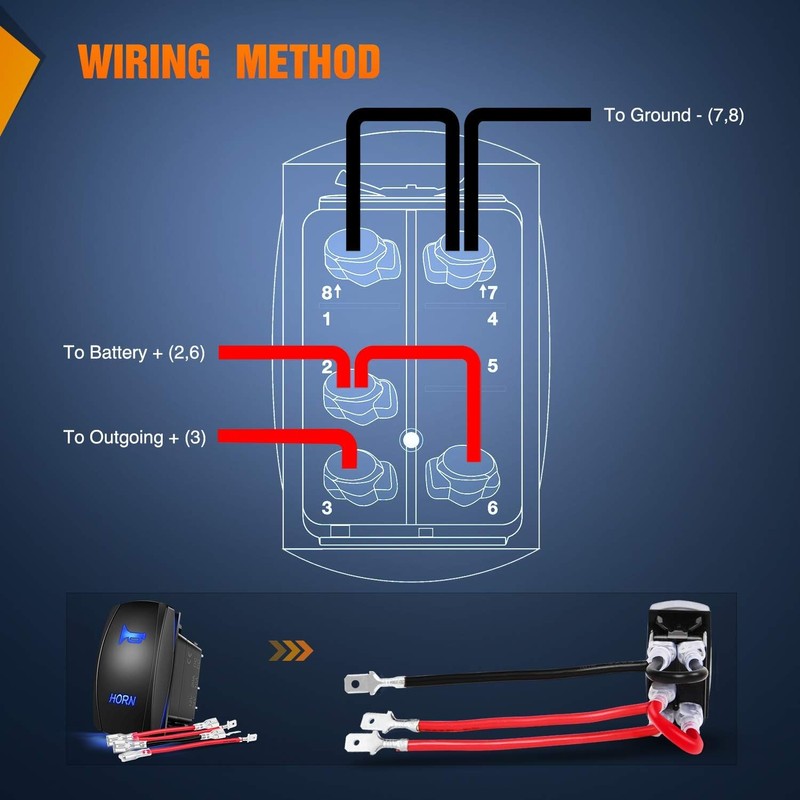 Gebildet Blue Horn Rocker Switch 5-Pin Laser On/Off LED Light,