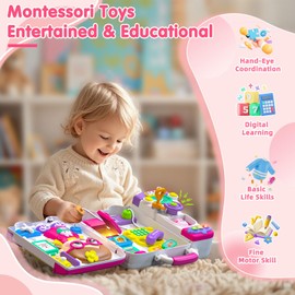 Ryotagift Baby Montessori Busy Board for 1-2 Year Old Boy Girl Gift,Musical Toddler Toys for 1+ Year Old,Early Educational Montessori Toy for Toddlers 1-3,Birthday Gifts for 1+Year Old Girl