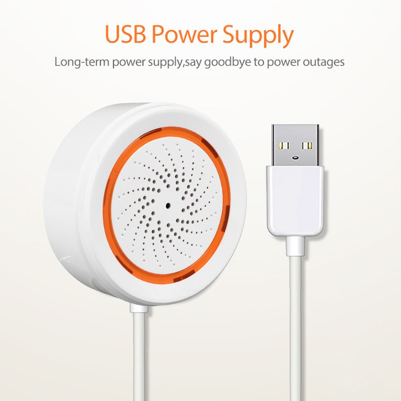 Smart Indoor Sound and Light Alarm USB Battery Dual Power