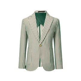 Boys Blazer Slim Suit Coat Formal Suits Jacket Casual Dresswear Green Stripe School Uniform Sport Coat Business Jacket for Kids Size 3