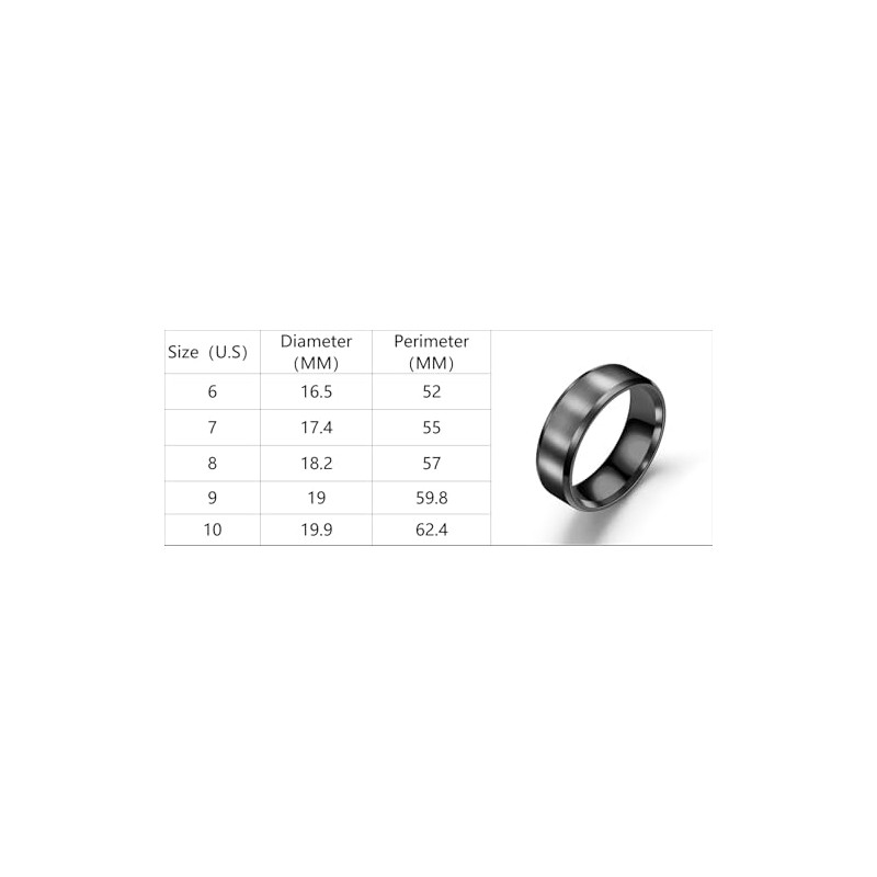 Titanium Steel Matte Black Ring Wedding Engagement Anniversary (Black, 9)
