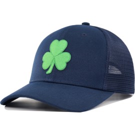 KFQHBQ St Patricks Day Cap(M-L/XL,XXL)-Shamrock Trucker Hat for Men Women Green Clover Hats-Navy Blue