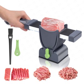 Cortadora de Carne Fresca, Espesor Ajustable 2 o 4 mm, 17 EN 1 Cortadora Manual de Carne Fresca Acero Inoxidable, Cortadores para Blanda Frescas, No Apta para Blanda Congelada o Seca