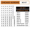 120 Sets Leather Belt Repair Rivets Kit Fasteners Chicago Screws