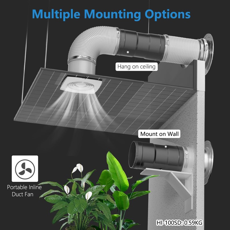 Hon&Guan 6 Inch Inline Booster Duct Fan with Speed Controller