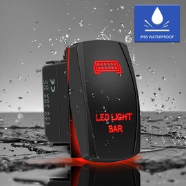 Barra de luz LED roja + interruptores basculantes de palanca de luces traseras compatibles con coche, camión, ATV, UTV, Polaris Ranger RZR, Turbo Can Am Commander SXS 4X4 (paquete combinado)