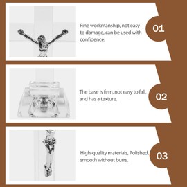 Ciieeo Crystal Cross Decoration Jesus Crucifix Statue Praying Religious Figurine Handmade Glass Holy Cross Jesus Ornament Catholic Display Resin Table Decoration For Home