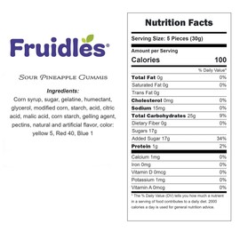 Fruidles Sour Pineapple Gummies Candy, Delicious Fruit Flavors Gummy (1 Pound)