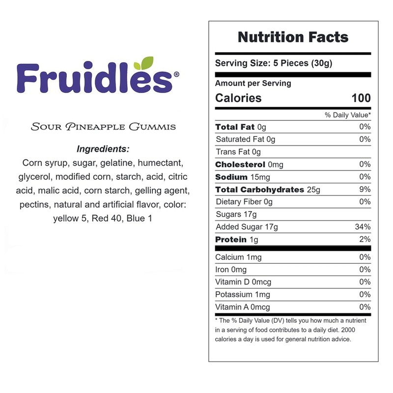 Fruidles Sour Pineapple Gummies Candy, Delicious Fruit Flavors Gummy (1