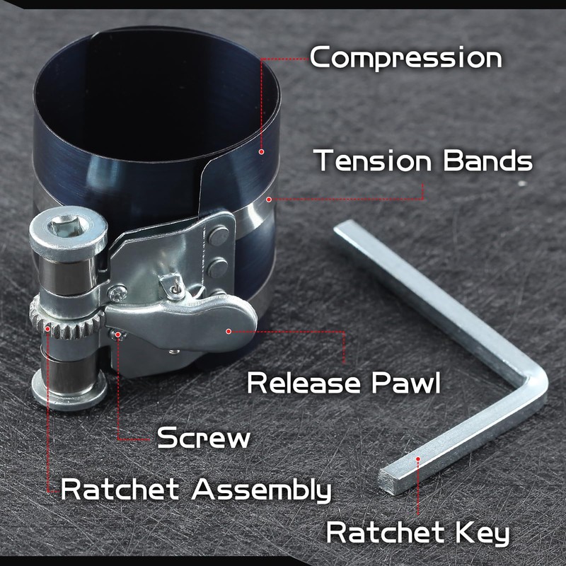 SPEEDWOX 3-Inch Piston Ring Compressor Tool Adjustable Ratchet Piston Ring