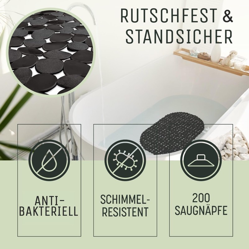 SilverRack Bath Mat 69 x 36 cm (Black Pebble Stone