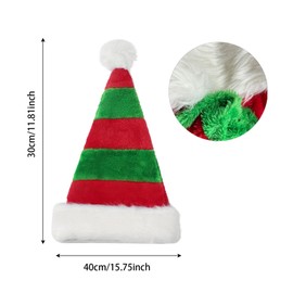 FUIPVGI 2 Pieces Christmas Hat,Luxury Father Christmas Hats Plush Xmas Santa Claus Hat,Santa Hat Holiday for Adults Unisex,Stripe Red&Green Christmas Headband for New Year Festive Christmas (2 PCS)