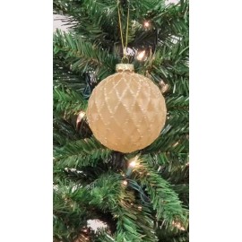 Wizardi Crisscross Beige Glass Ball Christmas Ornament F07M7-26(LH76-