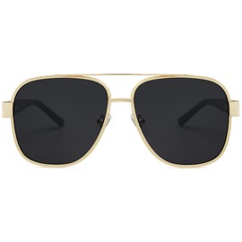 SOJOS Retro Oversized Square Aviator Sunglasses for Women Men Classic UV400 Protection Shades SJ1214, Gold/Black