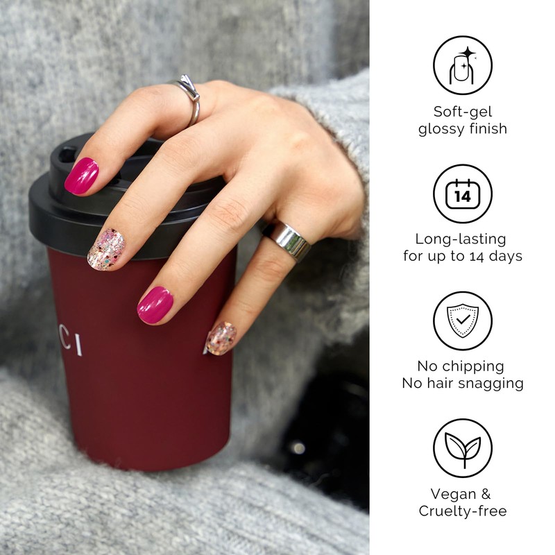 NAILOG Gel Nail Seal Curing Type (20 Pieces), Long Lasting,