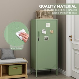Steehoom Metal Cabinet Lockable Filling Cabinet Bathroom Storage Cabinet with 4 Tier Adjustable Shelves Green Locker for Home, School, Office, Pantry (Green, H49.21'')