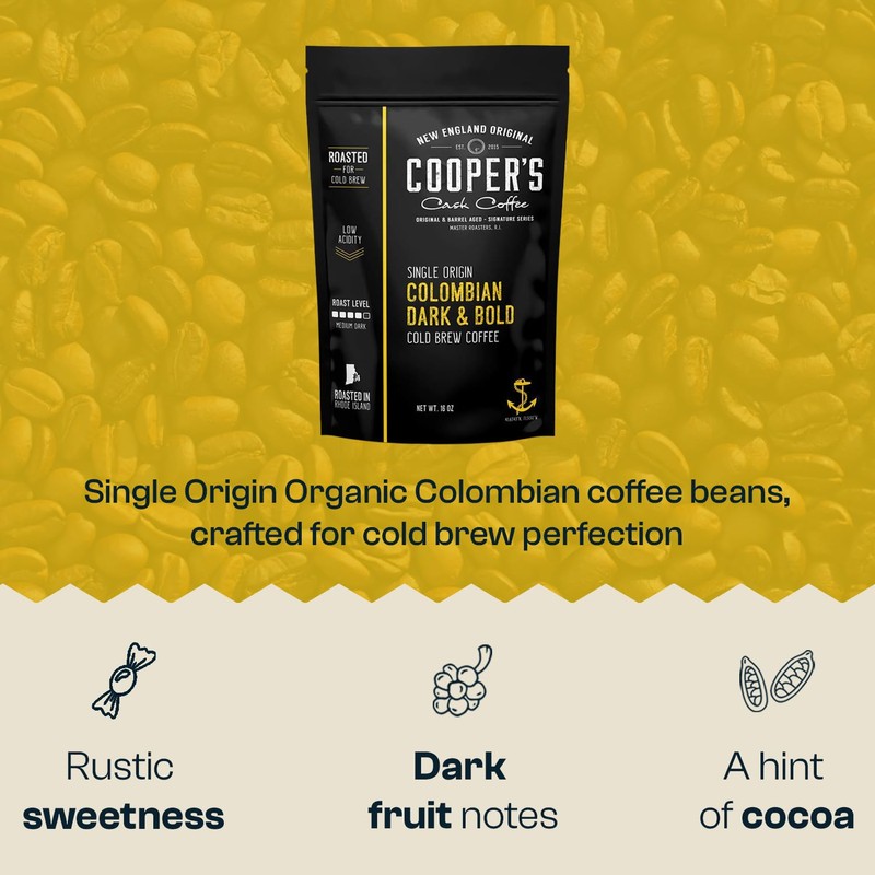 Colombian Dark Roast, Single Origin, Gourmet Organic Cold Brew Coffee