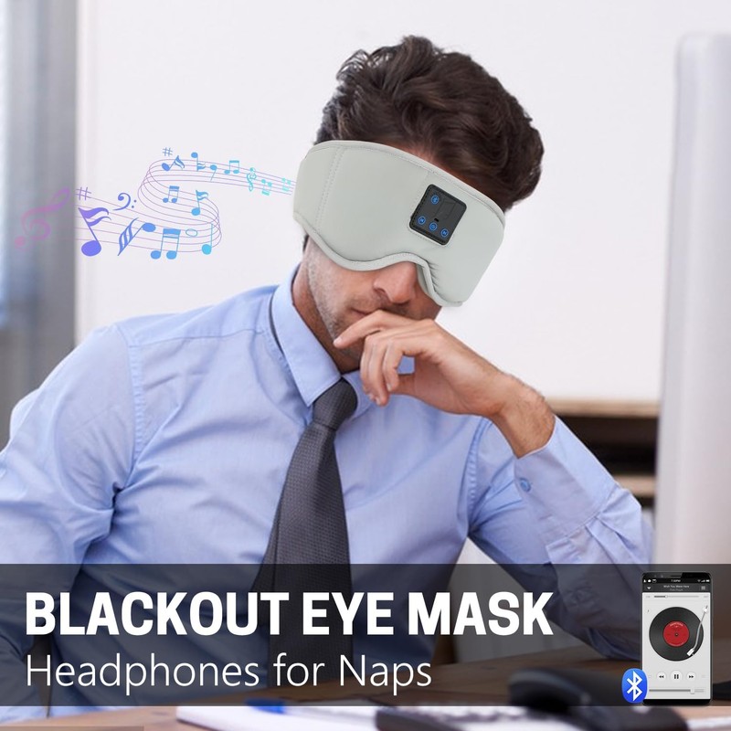 Aurya Sleep Mask Headphone Bluetooth 5.4, Wireless Bluetooth Music 3D