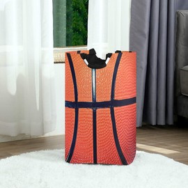 Laundry Hamper Sport Ball Basketball Lace Collapsible Laundry Basket Large Storage Bag, Foldable Organizer Clothes Bag with Handle for Home, Dorm, Room