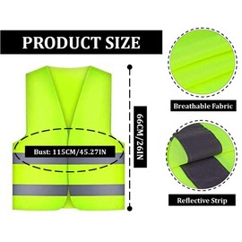 Hitopin 10PCS Safety Vests, Reflective High Visibility Vests, Hi Vis Safety Vests, High Vis Jacket with 2 Reflective Strips, for Traffic Work, Running (Universal Size)