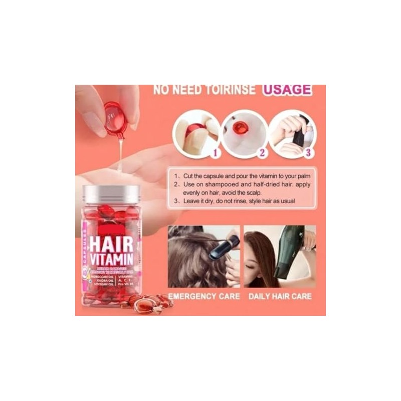 Cápsulas de Aceite para el Cabello con Argán, Macadamia y