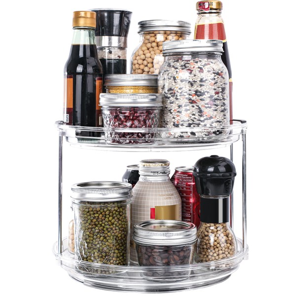 Clear Lazy Susan Organizer 2 Tier Lazy Susan Turntable 9.25''