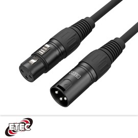 ETEC, XLR Cable, Microphone Cable, XLR Male to XLR Female XLR Connection Cable, Black, 1.50m
