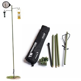 YAEI Workers 7075 Aluminum Lantern Stand, For Both Hammered And Clamping, Lightweight, High Strength, Table Mountable, Camping Lantern Pole, Compact Storage